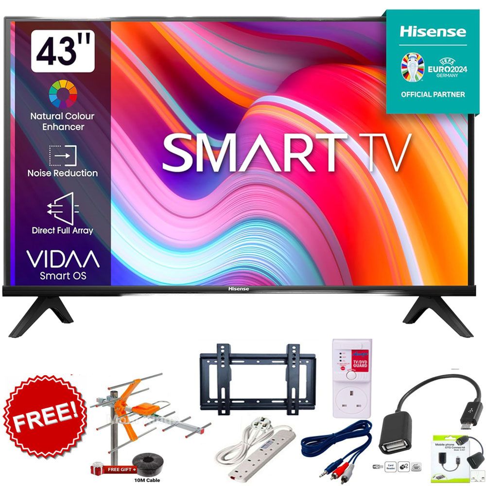 Hisense A4 Series 43" Inch FULL HD Smart VIDAA TV,FRAMELESS (43A4K, 2025 New Model)+FREE 6 GIFTS