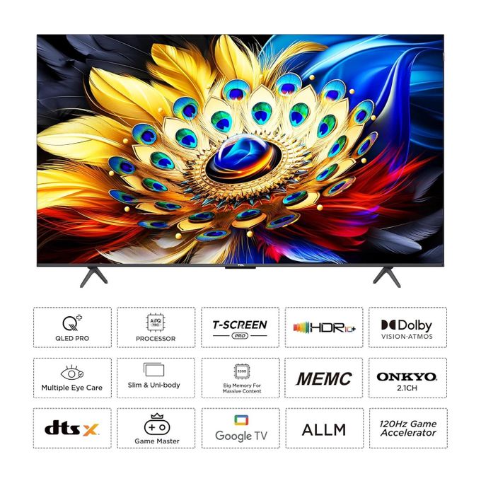 TCL C655 - 55" Inch,FRAMELESS QLED PRO ULTRA HD 4K SMART GOOGLE TV,BLUETOOTH TV+(2YRS WARRANTY)+FREE WALL BRACKET+TV GUARD
