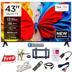 TCL 43" Inch QLED Full HD Smart TV – Model 43S5K, Google TV OS, Dolby Audio, HDR Display, Frameless Screen, Wi-Fi, Bluetooth, YouTube & Netflix Streaming Apps+FREE 8 GIFTS