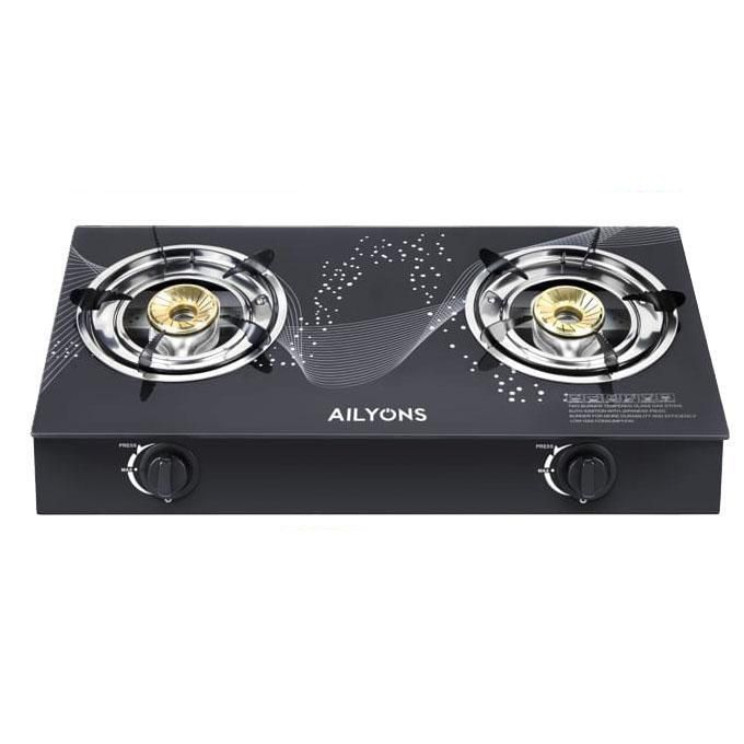 [ SPECIAL OFFER!! ] AILYONS GS025, 2 Burner -STRONG Glass Top Gas Cooker +FREE GAS Pipe +6KG Regulator(1YR WARRANTY)