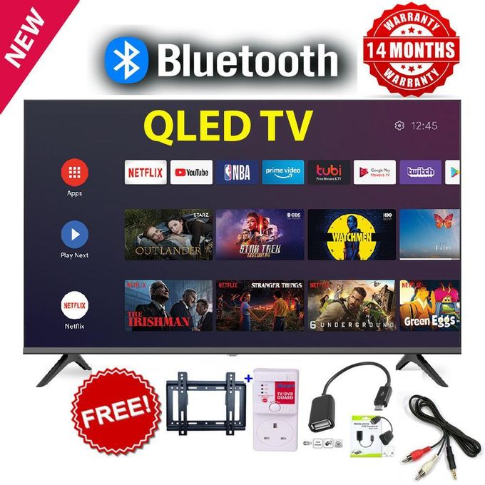 Vitron HTC3288QS,32" Inch QLED BLUETOOTH-ENABLED Frameless Smart TV HD Netflix TV Youtube Television DVB-T2 Android 11 AC Energy Saving INBUILT Television 1G+8G + FREE 4 EXTRA ACCESSORIES