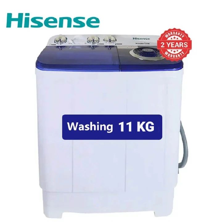 Hisense 11kg Large Capacity Wash and Spin Twin Tub Semi Automatic Top Load Washing Machine+Free Extension