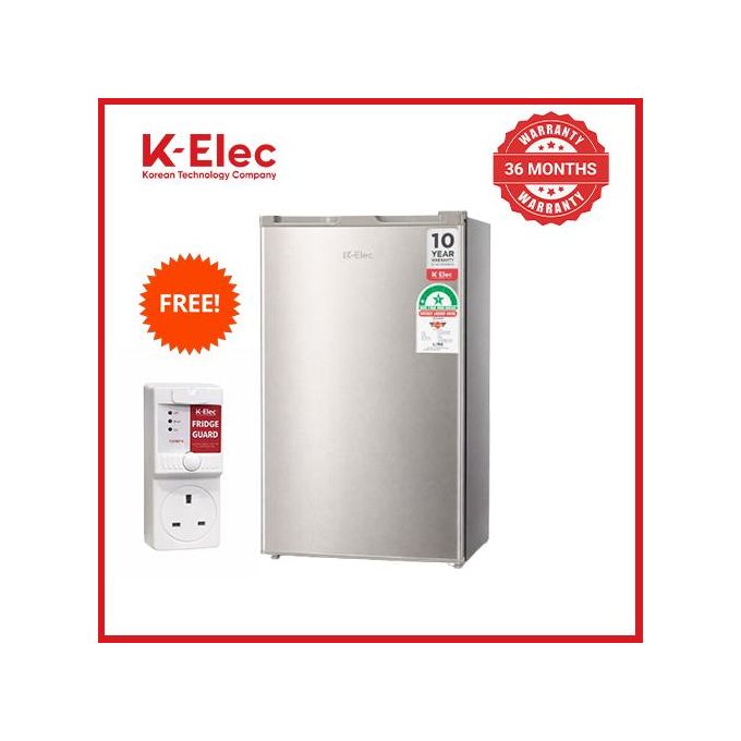 K-ELEC 90L Single Door Fridge Compact, Energy Saving, Fast Cooling Refrigerator - Silver