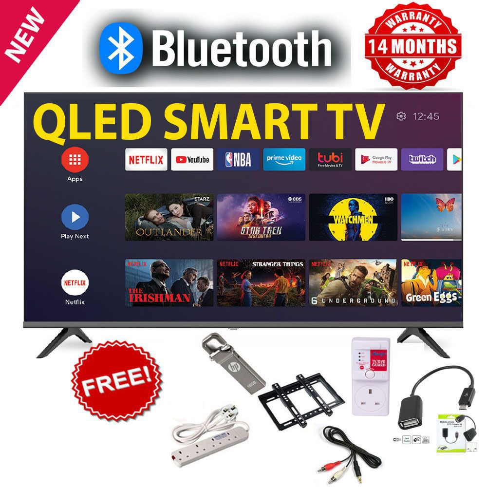 BLUETOOTH-ENABLED VITRON HTC4300QFS,43" Inch,QLED FRAMELESS,Smart Android 14.0 TV WIFI Netflix,Youtube,Playstore Television+FREE GIFTS+14 MONTHS WARRANTY