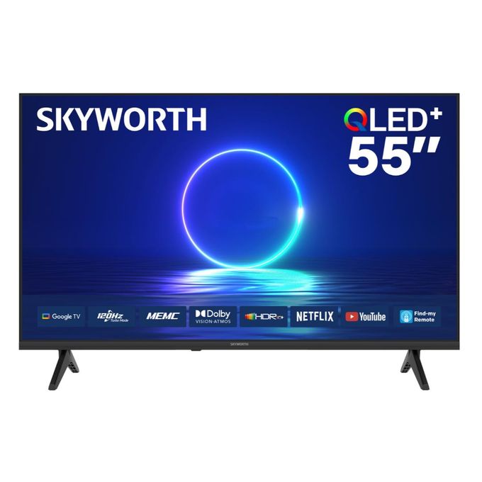 Skyworth 55Q6500G, 55-inches 4K QLED PLUS 2025 Frameless Smart Google TV, Black (1YR WRTY)