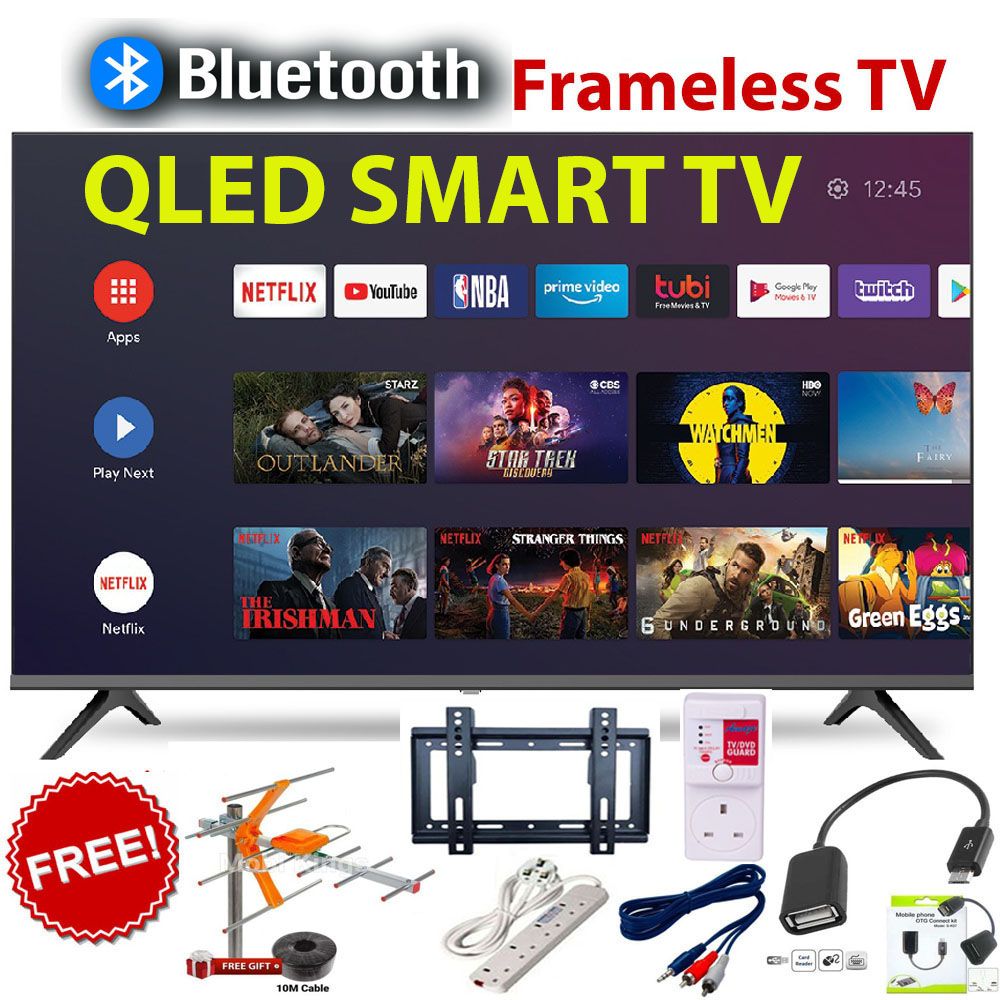 BLUETOOTH VITRON 43" Inches QLED FRAMELESS Full HD Smart Android Television,YOUTUBE,NETFLIX,USB,HDMI+FREE 6 GIFTS