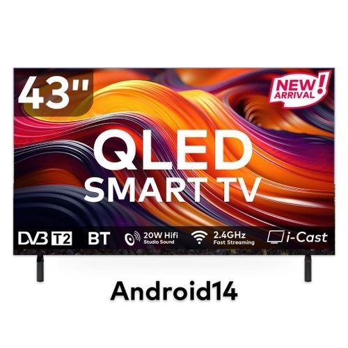 BLUETOOTH VITRON HTC4300QFS,43" Inch,FRAMELESS,QLED Smart Android 14.0 TV WIFI Netflix,Youtube,Playstore Television+FREE 5 GIFTS+14 MONTHS WARRANTY