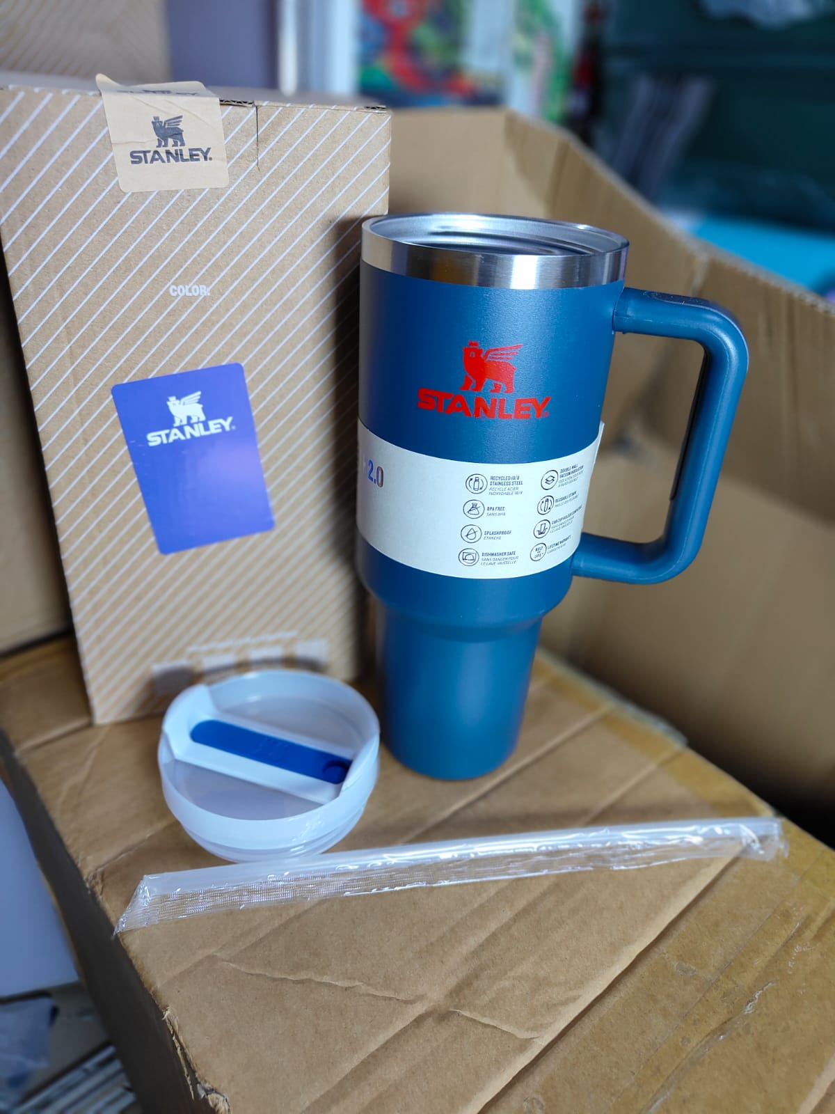 Stanley Tumbler 1.2L With Handle Lid Straw Large Vacuum Travel Mug Outdoor Car Water Bottle Double Vacuum