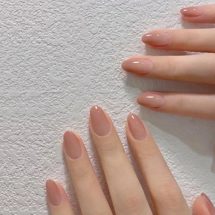 Fashion Nail Art Nail Stickers Short French Simple Gradient Blush Nail Art Round Head Wearable Nail Tips Removable False Nails 24 Pieces Nail Tips