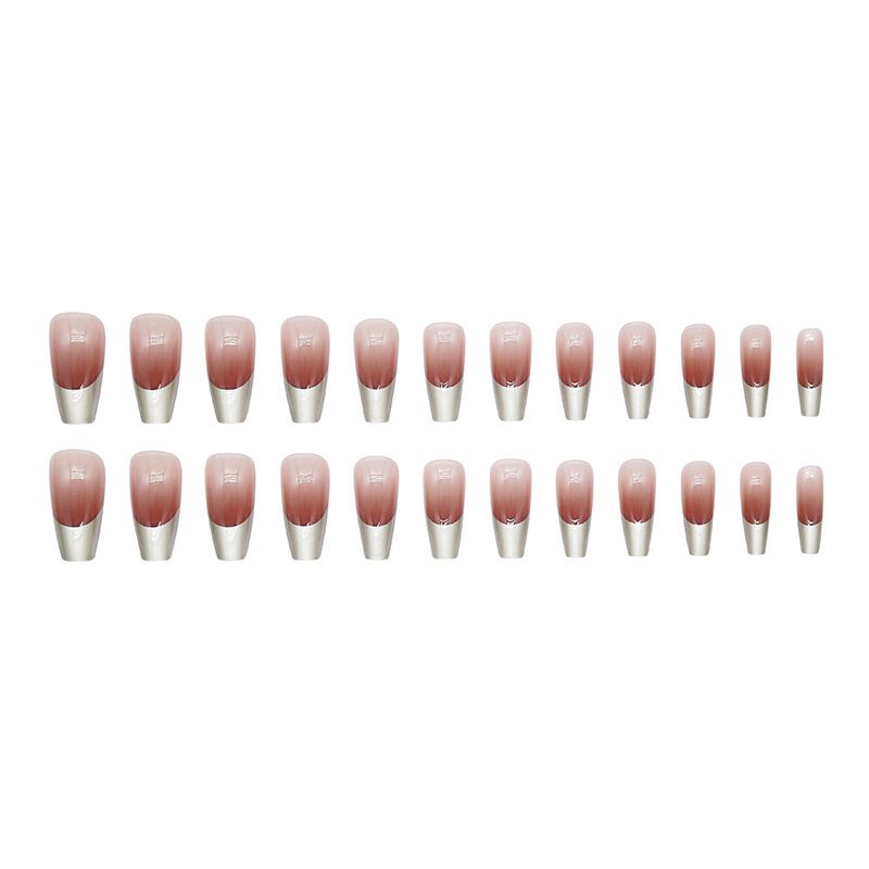 Fashion nail sticker metal French manicure simple blush gradient wearable nail false nail removable long ballet nail nail sticker