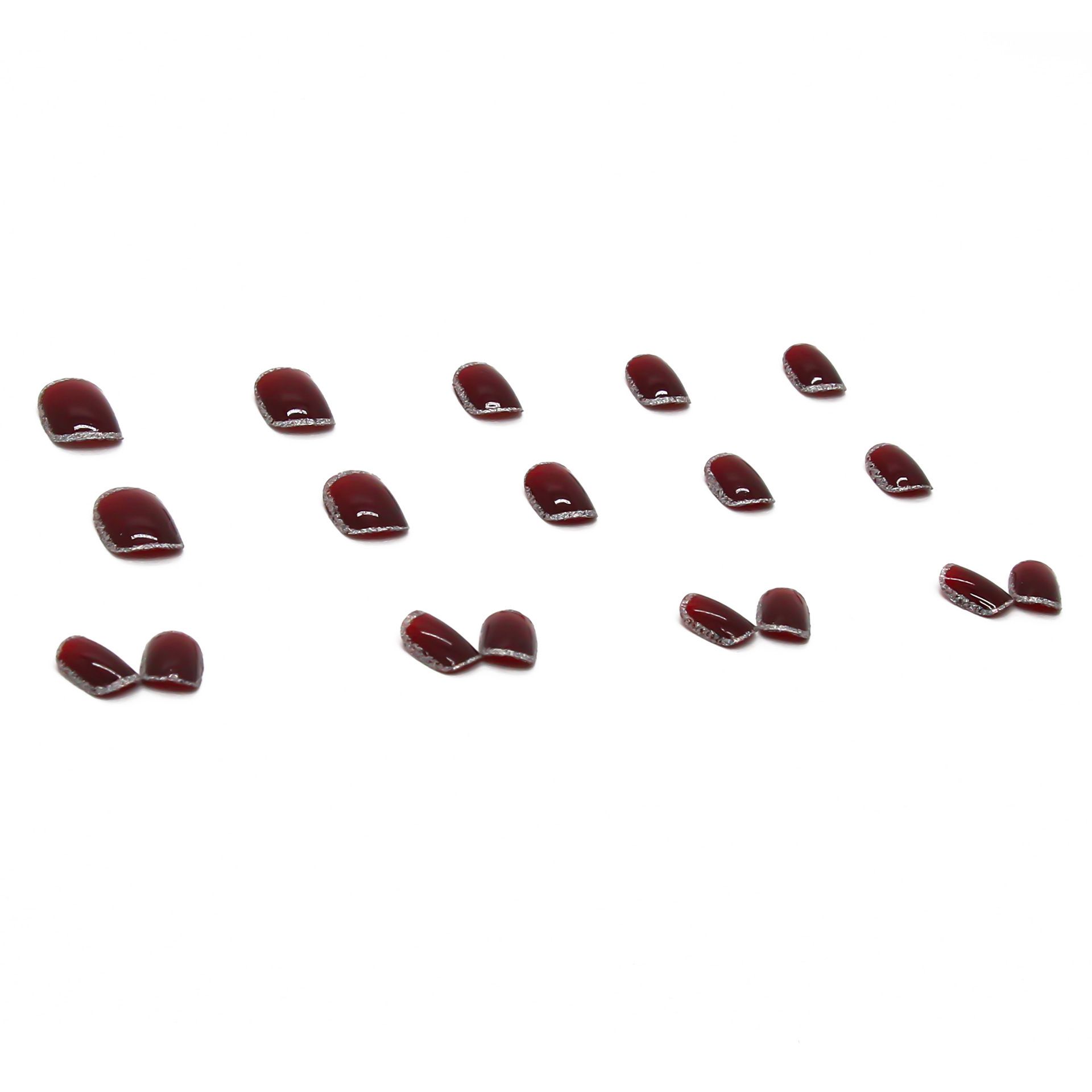 Burgundy crushed flash nail wearing finished product detachable nail sticker net red fake nail pure desire nail glitter nail piece