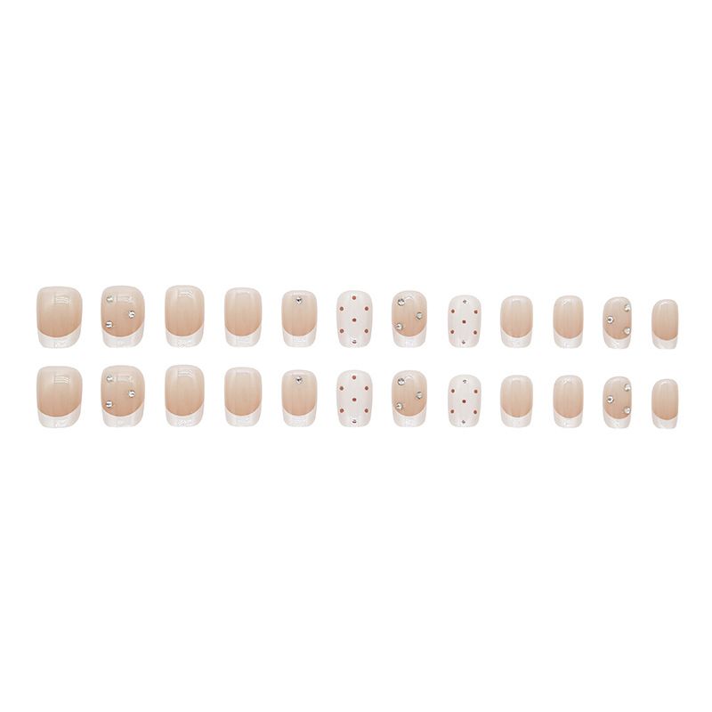 White French dot manicure, simple, short, wearable nail art, detachable false nail sticker, nail sticker