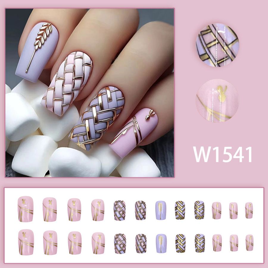 Medium to long European style lace-up dopamine color European and American temperament removable and wearable manicure nail art nail plate sticker