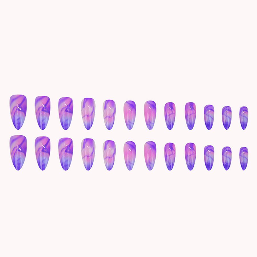 Simple and dreamy purple wash nail art, pure desire girl temperament, fashionable almond-shaped, eco-friendly wearable nail