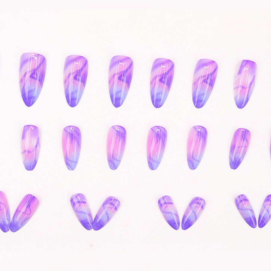 Simple and dreamy purple wash nail art, pure desire girl temperament, fashionable almond-shaped, eco-friendly wearable nail