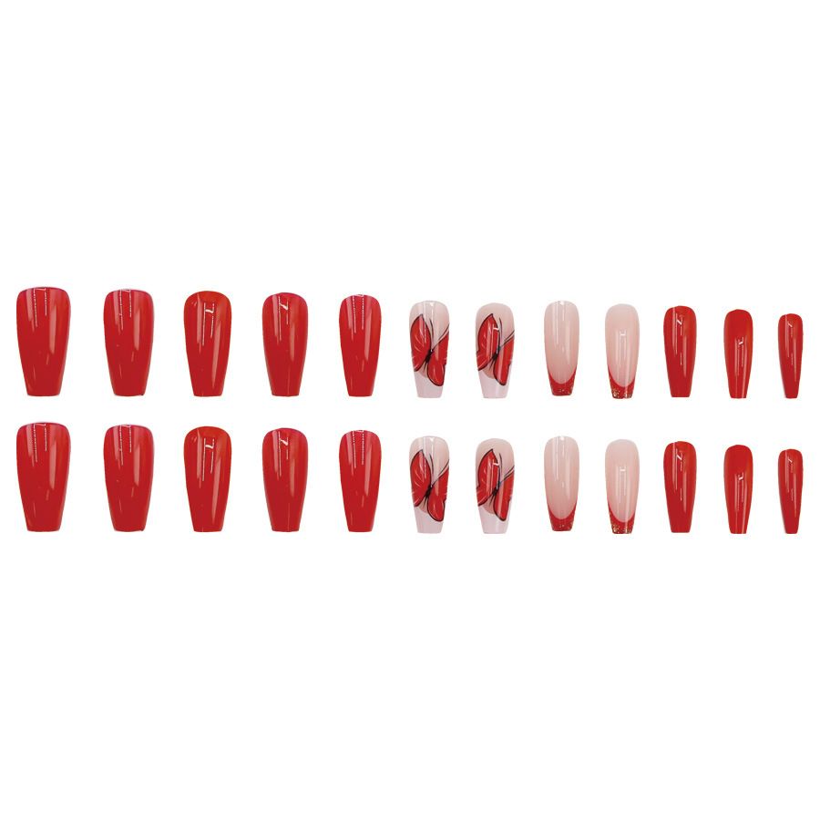 European and American red ballet nail sparkle powder French butterfly pure color nail plate temperament small niche elegant wear nail