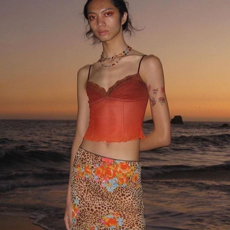 New style European and American small halter sexy lace see-through V-neck halter top semi-transparent trendy bestseller, versatile belly-baring vest