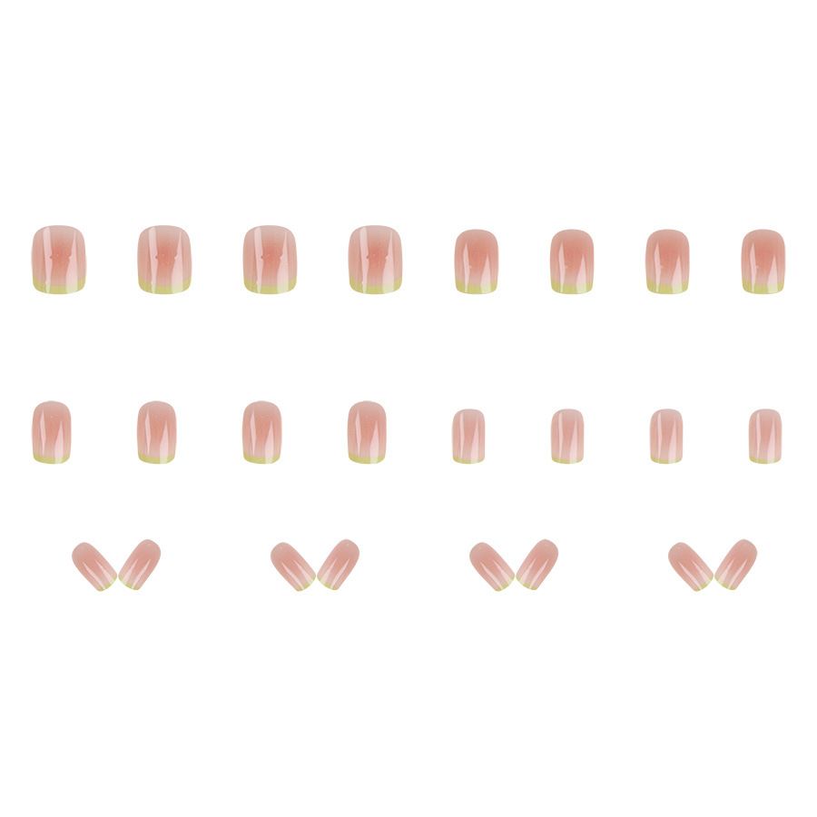 Spring new product green jumping color gradient French fresh nail ins style girly style little red book wearing nail 24 patch