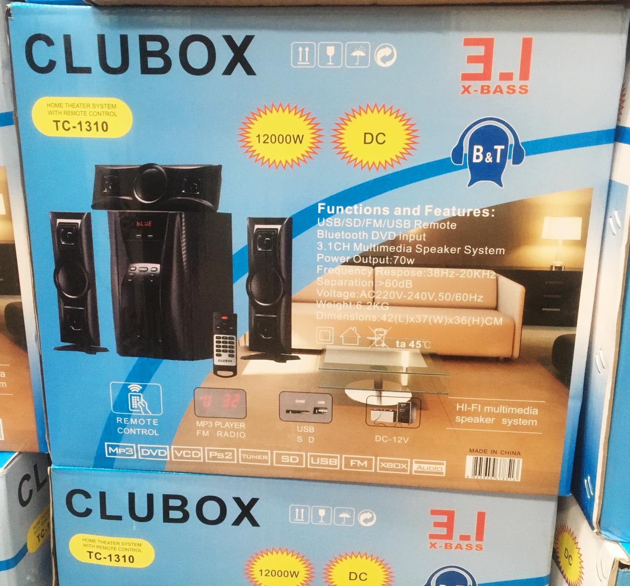 1 pc 3.1ch Clubox 12000 watts home theater woofer system with remote control