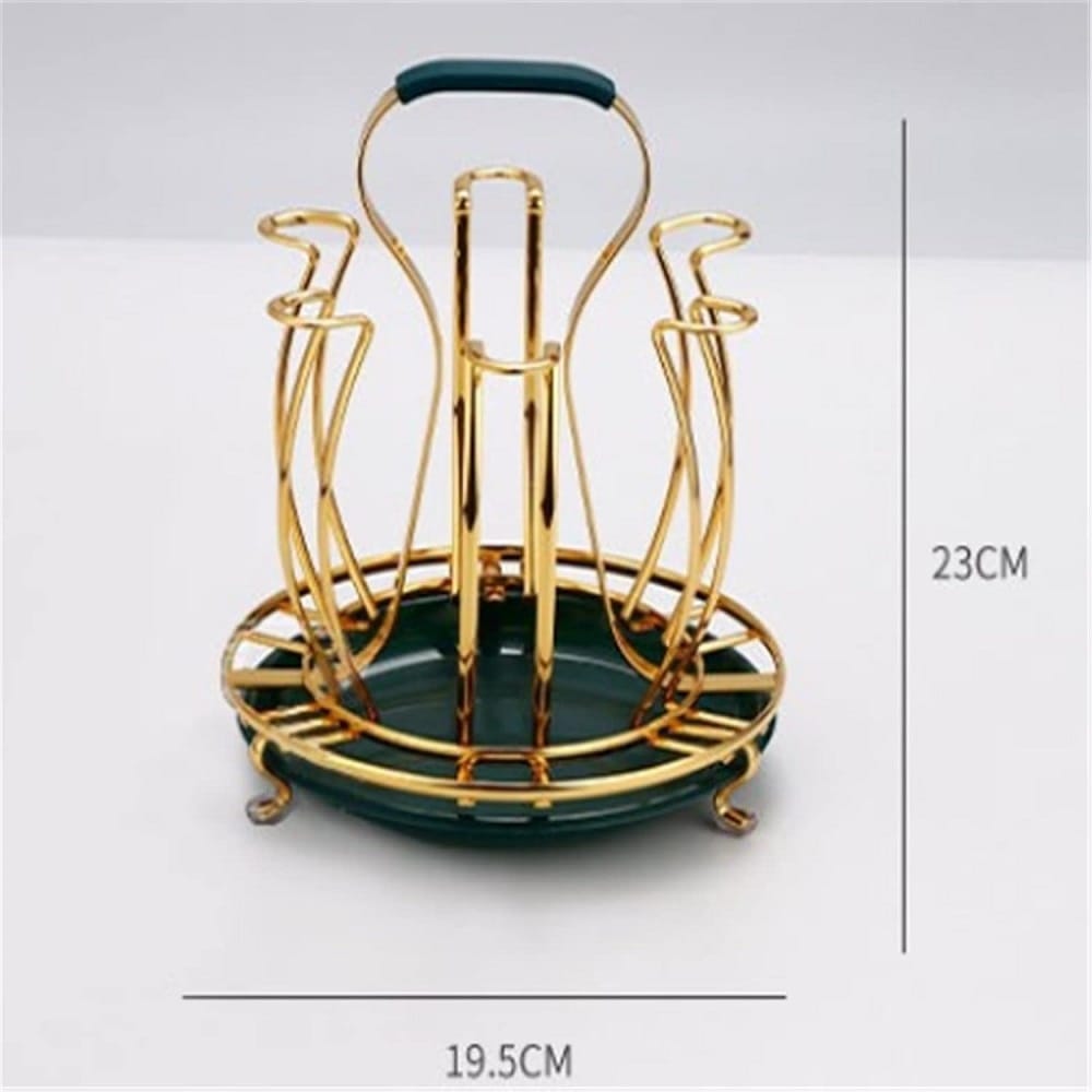 [ EXPERIENCE LUXURY FOR LESS !!! 🤩✨] Single  Brand New Affordable Anbaide Rotating golden rack 6pc- tumbler holder plus drain tray For Home and Kitchen Use