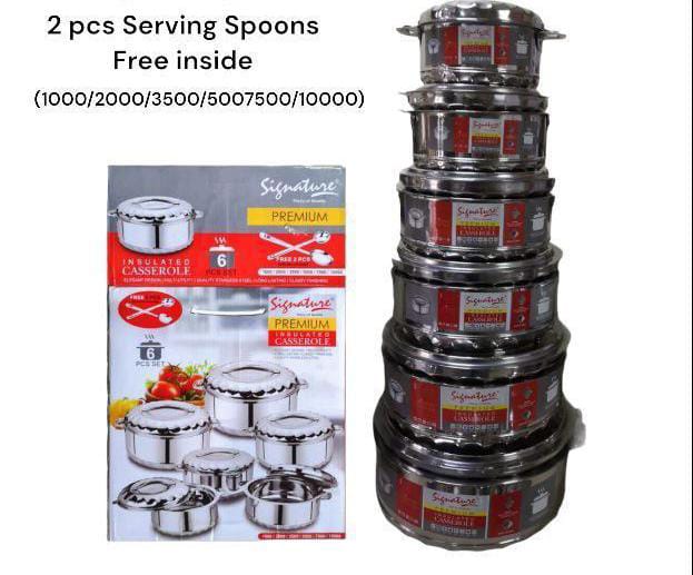 [ CLASSY NEW ARRIVALS 🤩🤩✨ !!! ] 6 pcs Classy Brand New Stylish and Luxurious  Big Size Stainless Steel Insulated Hotpot For Home and Kitchen Use ✅✅Comes with 2 serving spoons  ✨