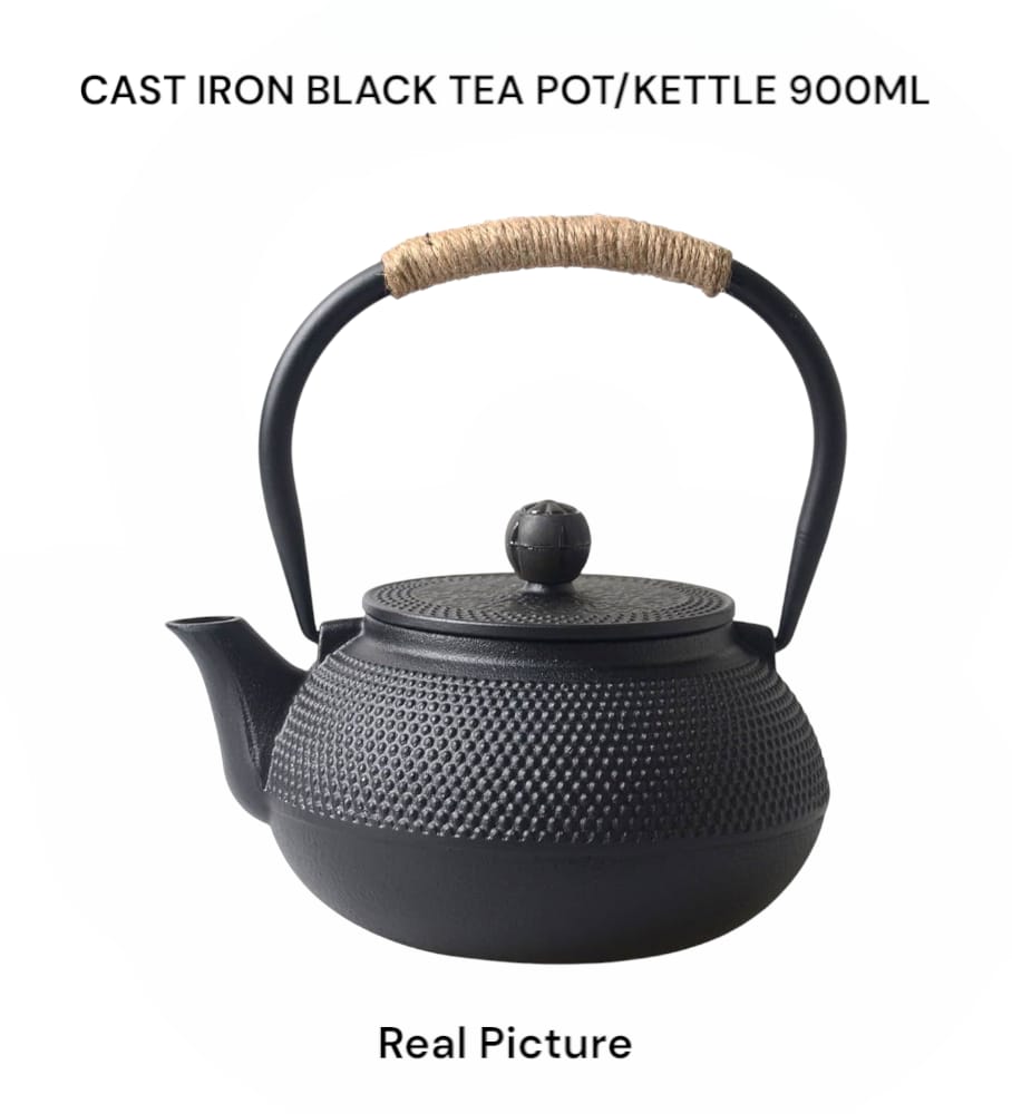 [🔥MAKES IT EASY AND SAVES COSTS🤩🤩✨ !!! ] 1 Pc Classy Brand New Stylish and Luxurious Very High Quality Kitchen  Cast iron black tea pot/kettle 900ml. Designed With Durability and Functionality