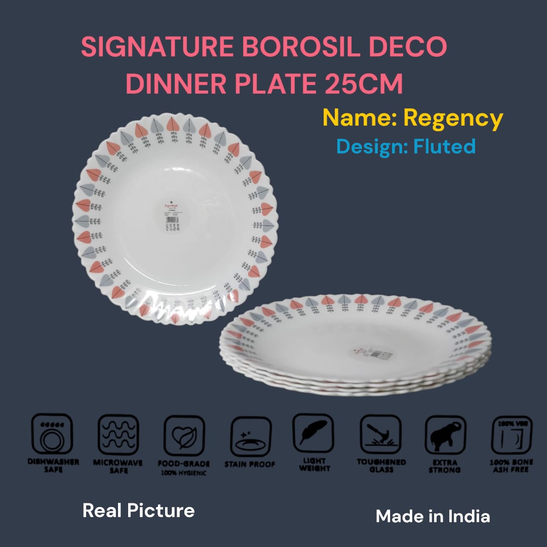 [🔥KILLIMALL AMAZING OFFERS 🤩🤩✨ !!! ] 6 Pc Classy Brand New Stylish and Luxurious Very High Quality Kitchen Signature Borosil Deco Dinner Plate 25cm .Desiring To Serve The Best Experience