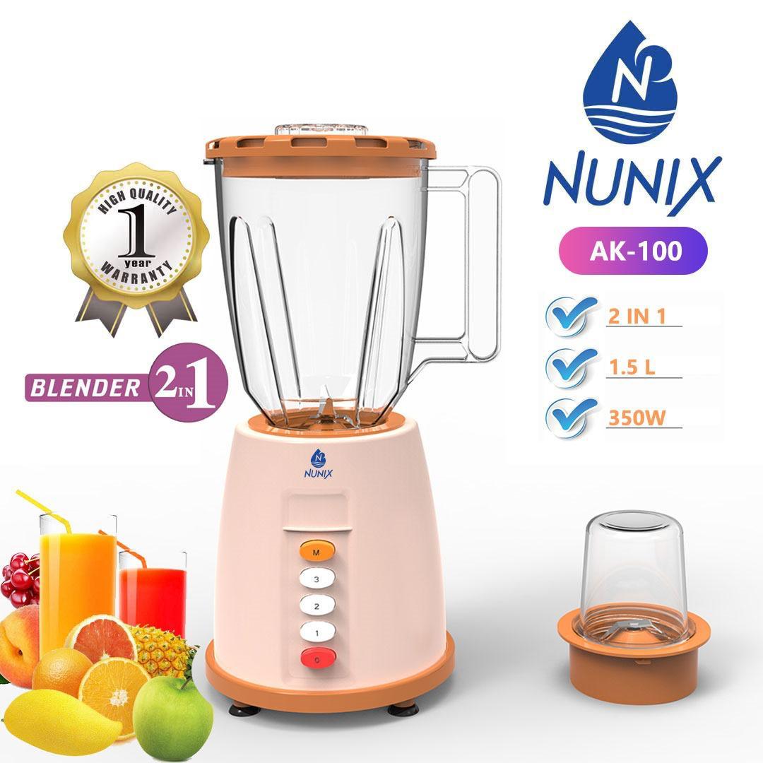 💥KITCHEN POWER💥 AK 100 Blender 2-in-1 (1Pc) 🥤 1.5L + 350W Motor 🌟 Crush, Blend & Grind with Ease 💯 Durable & Compact 🏆 Perfect Everyday Kitchen Essential!