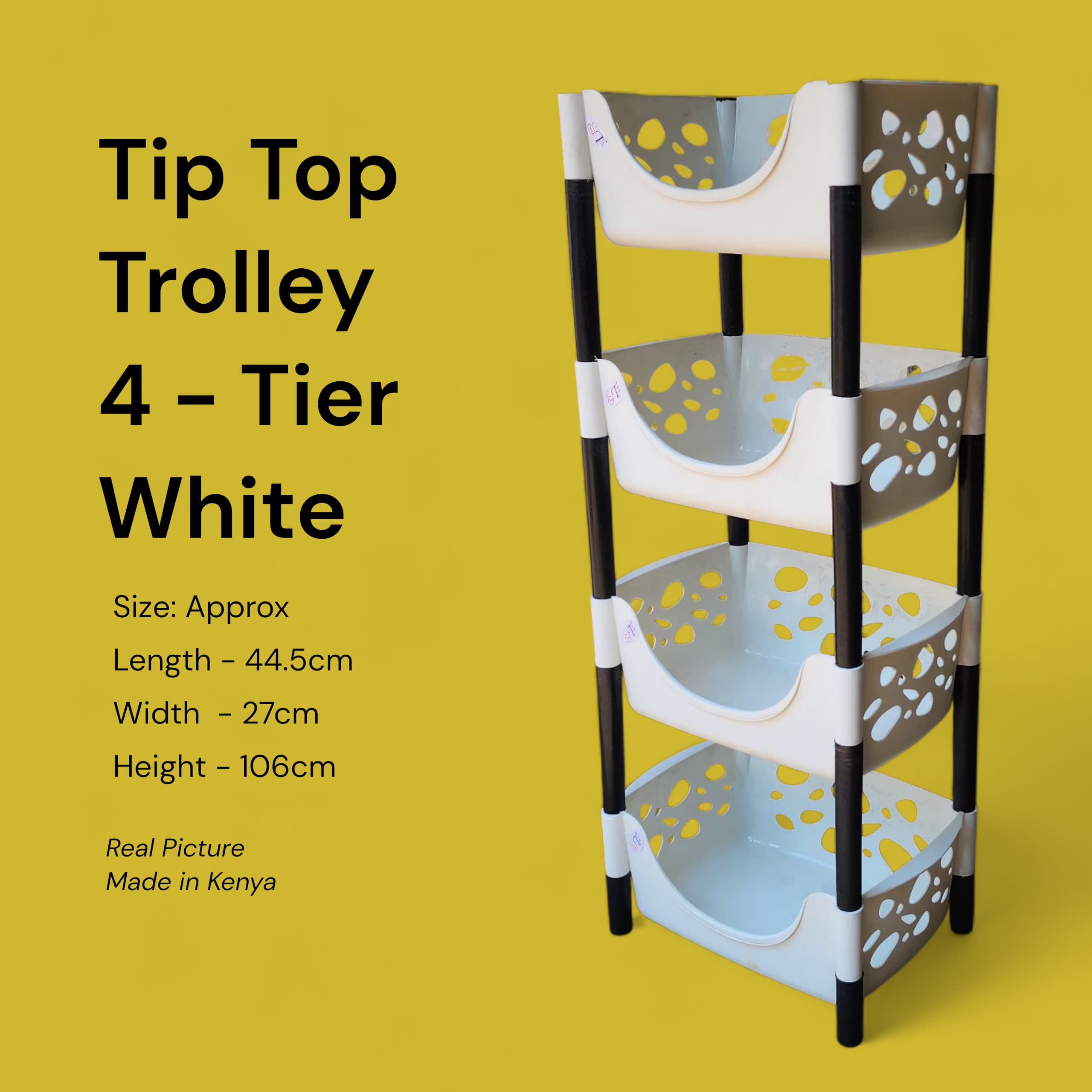 🛒 Tip Top 4-Tier Storage Trolley✅ Spacious & multi-purpose – perfect for kitchen (fruits, veggies, utensils) ✅ Useful for bathroom & bedroom accessories ✅ Great for office storage & salon organizatio