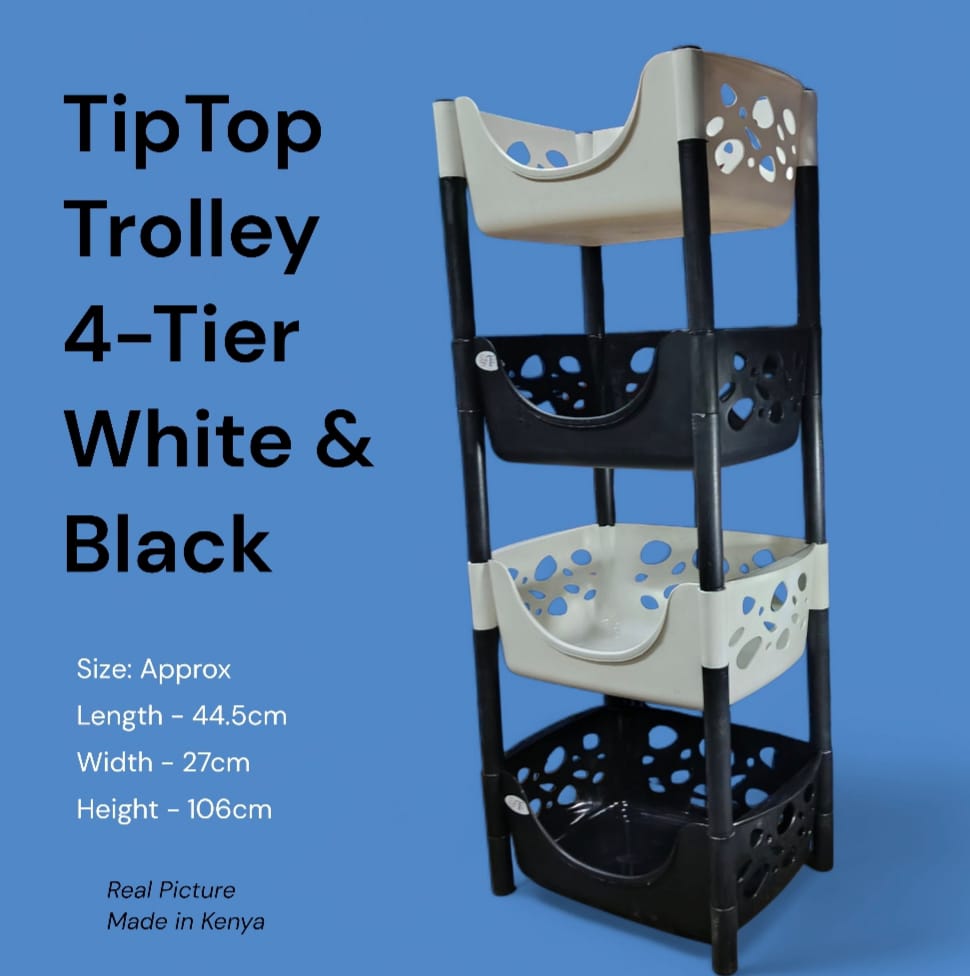 🛒 Tip Top 4-Tier Storage Trolley ✅ Spacious & multi-purpose – perfect for kitchen (fruits, veggies, utensils) ✅ Useful for bathroom & bedroom accessories