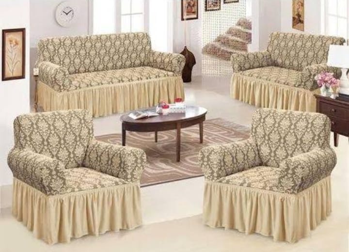 🌟 CUSTOMER FAVORITE OFFER 🌟5-Seater Turkish Sofa Covers (3+1+1) – Stretch Fabric, Modern Solid Color Slipcovers for Living Room