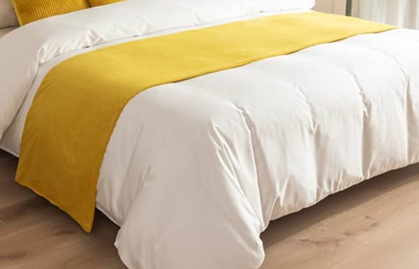 💥 DISCOUNT OFFER 💥1PC Linen Bed Runner – Microfiber Cotton Blend, Solid Color, Modern Washable Bedroom Décor, 6×6ft Stylish Accent