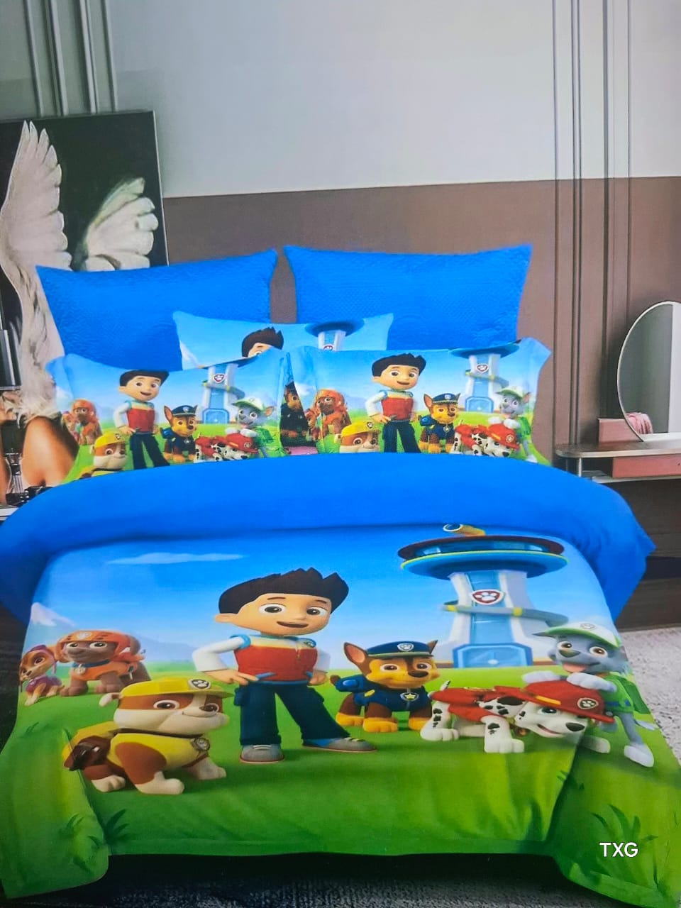 🛍️ ONLINE OFFER 🛍️ 3PCS Cartoon-Themed Duvet Cover Set – 1 Bedsheet, 1 Pillowcase, Floral Print, Anti-Pilling, Modern Kids Bedroom 4×6ft.