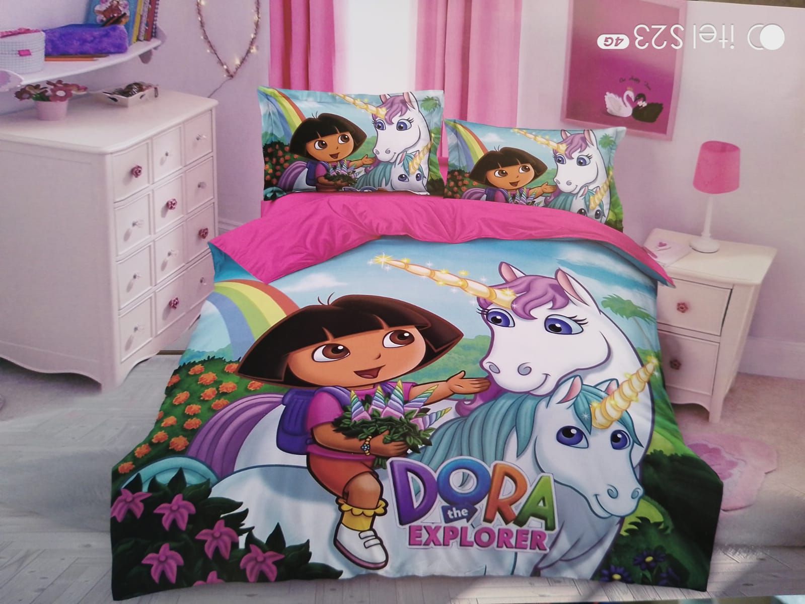 ⭐ SEASONAL OFFER ⭐3PCS Cartoon-Themed Duvet Cover Set – 1 Bedsheet, 1 Pillowcase, Floral Print, Anti-Pilling, Modern Kids Bedroom 4×6ft.