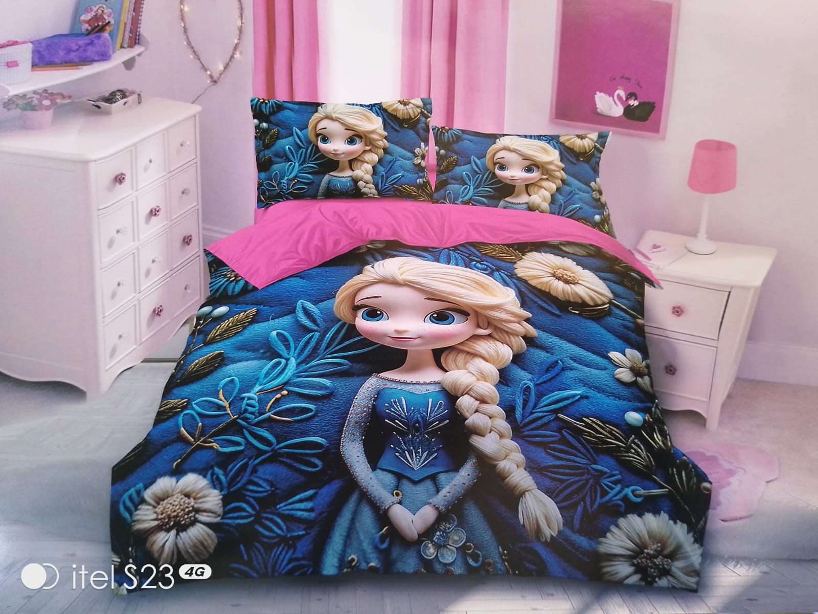 ⭐ SEASONAL OFFER ⭐3PCS Cartoon-Themed Duvet Cover Set – 1 Bedsheet, 1 Pillowcase, Floral Print, Anti-Pilling, Modern Kids Bedroom 4×6ft.