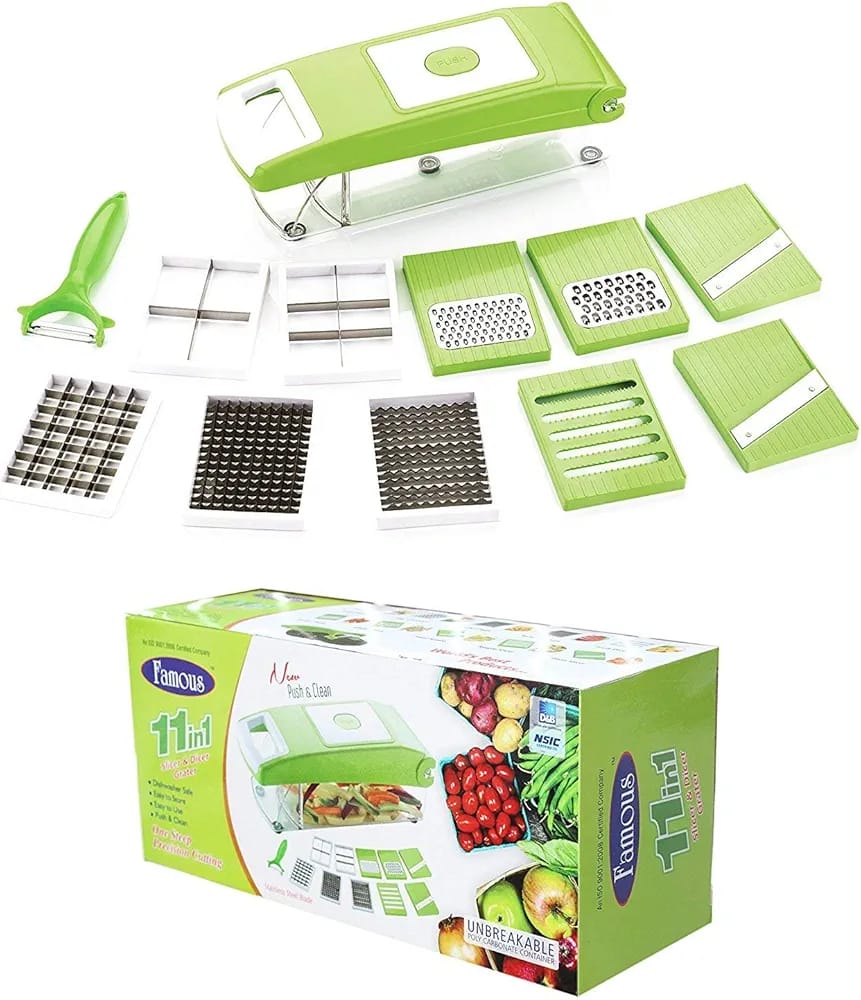 🟡 REGULAR OFFER 🟡 Nicer Dicer 11-in-1 Vegetable & Fruit Cutter – Multi-Function Kitchen Chopper, Slicer, Dicer & Grater Tool