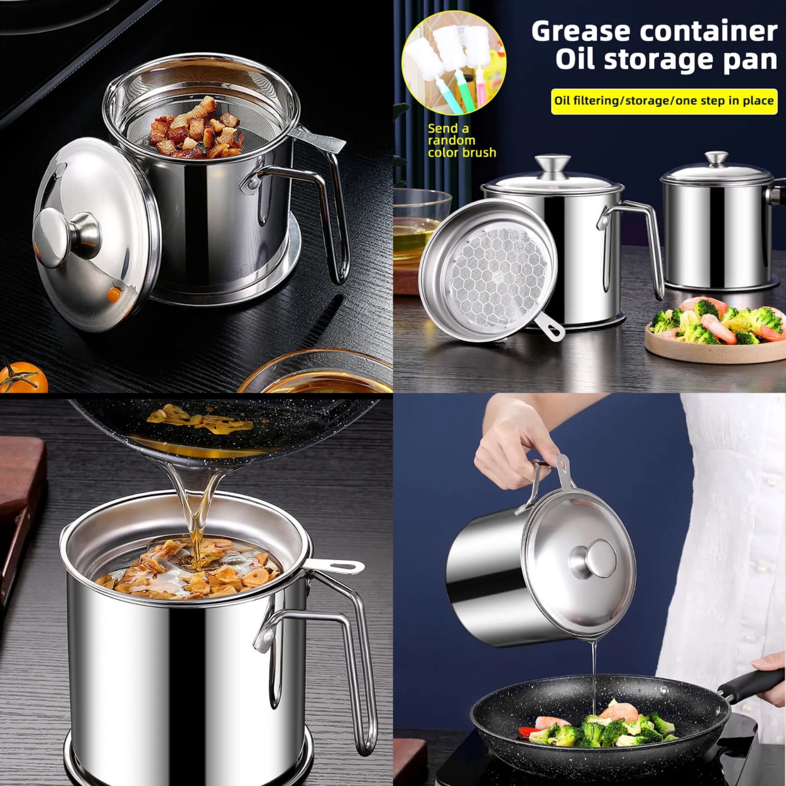 💰 BEST OFFER 💰-Stainless Steel Oil Filter Sieve – Fine Mesh Kitchen Strainer for Frying Oil, Soup, Juice & Food Filtering