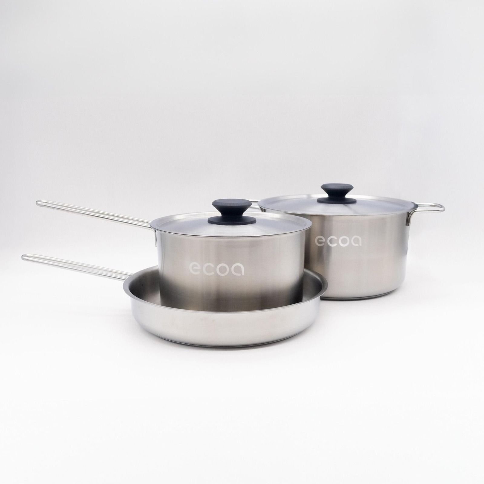 Stainless Steel Cookware Set - 28cm Pan, 3.7L Pot and 6L Pot