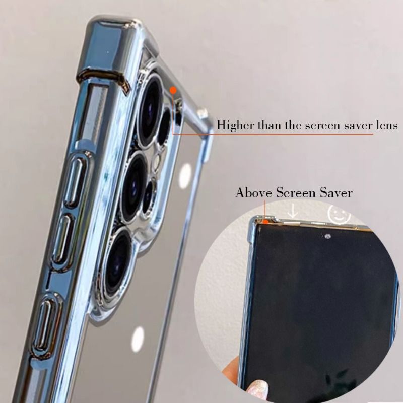 Casing For Samsung S25Samsung S24 Samsung A53 Luxury Soft Wireless Magnetic ShockProof Clear Phone Cases Four Corner electronic-plating phone casing