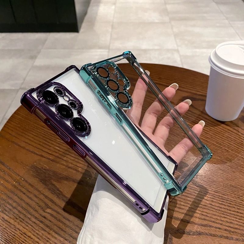 Casing For Samsung S24 SamsungS23  S25Samsung  Luxury Soft Wireless Magnetic ShockProof Clear Phone Cases Four Corner electronic-plating phone casing