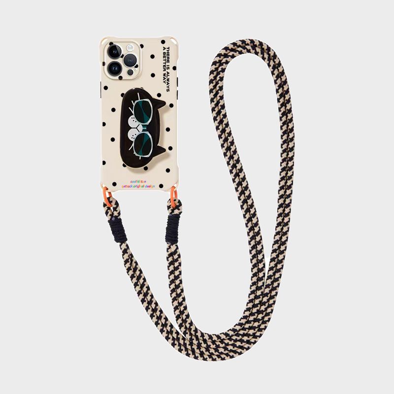 Black Cat Crossbody Anti-fall Phone Case For iPhone Case for Huawei Case for Samsung Iphone17 16 16pro Huawei Mate80 Phone Cover Samsung S25 S24 S23 Phone Case