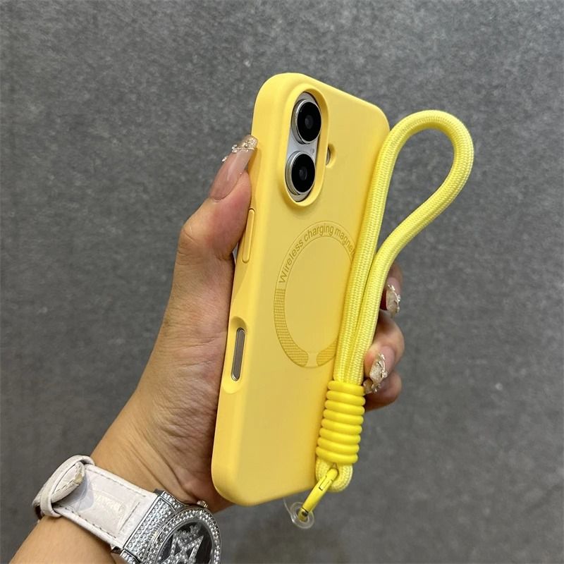 Liquid Silicone Magnetic Magsafe Phone Case For iPhone 17 17Air 15 14 Plus 13 12 11 16 Pro Max For Shockproof Casing Cover With Lanyard Rope Wristband