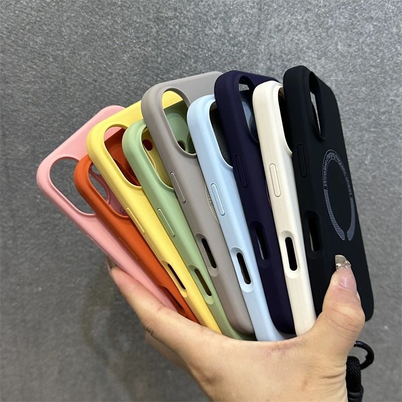 Liquid Silicone Magnetic Magsafe Phone Case For iPhone 17 17Air 15 14 Plus 13 12 11 16 Pro Max For Shockproof Casing Cover With Lanyard Rope Wristband