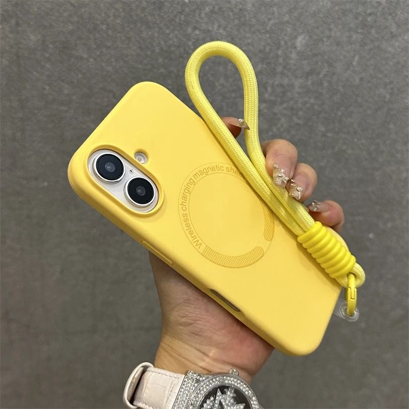 Liquid Silicone Magnetic Magsafe Phone Case For iPhone 17 17Air 15 14 Plus 13 12 11 16 Pro Max For Shockproof Casing Cover With Lanyard Rope Wristband