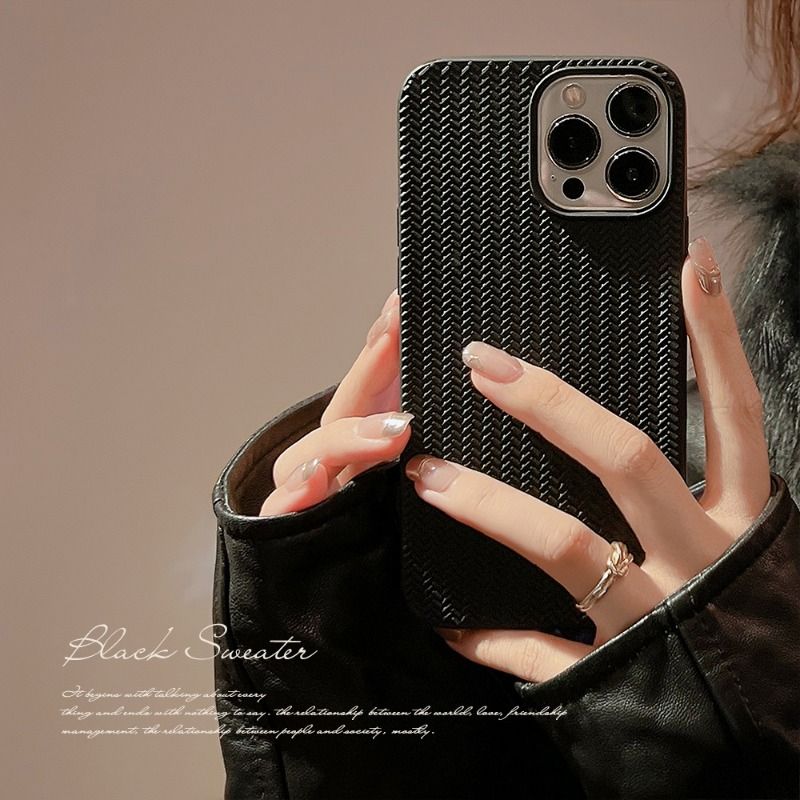 Solid Color Woven Texture Case For iPhone 16 15 14 Cases Mobile Accessories Solid Color Phone Case