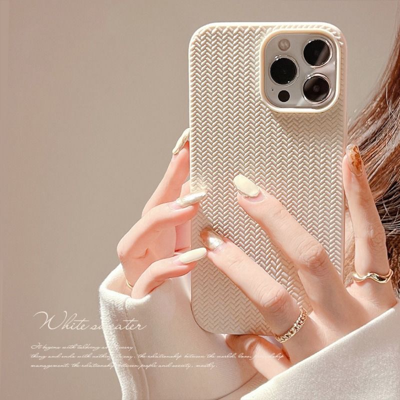 Solid Color Woven Texture Case For iPhone 16 15 14 Cases Mobile Accessories Solid Color Phone Case