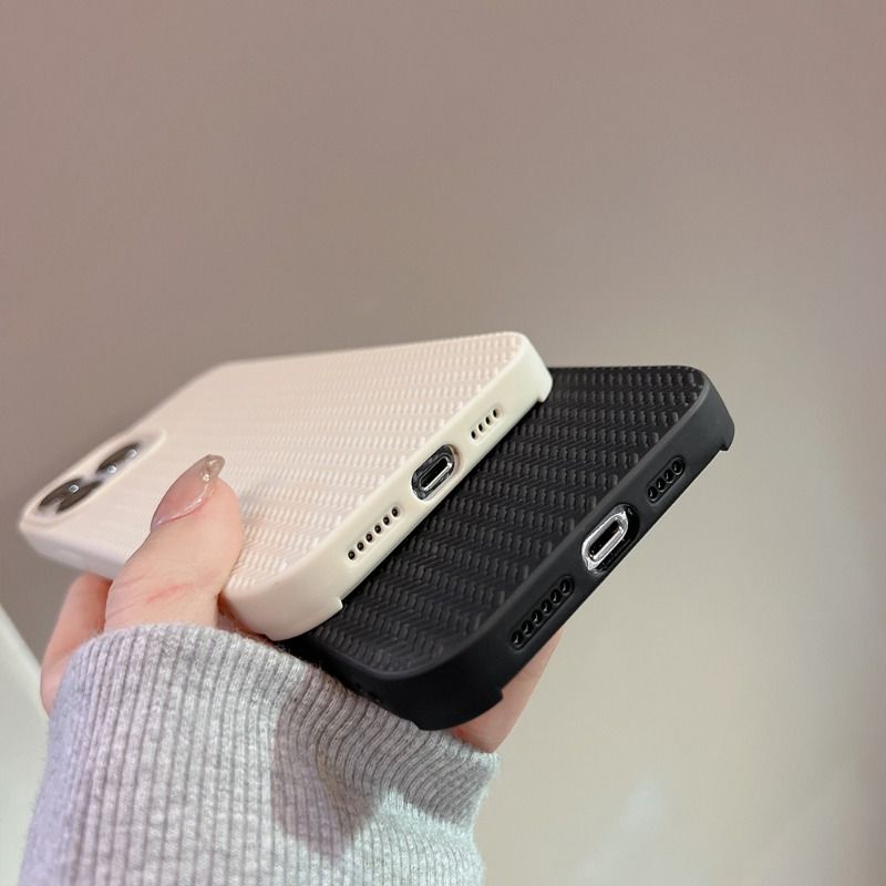 Solid Color Woven Texture Case For iPhone 16 15 14 Cases Mobile Accessories Solid Color Phone Case