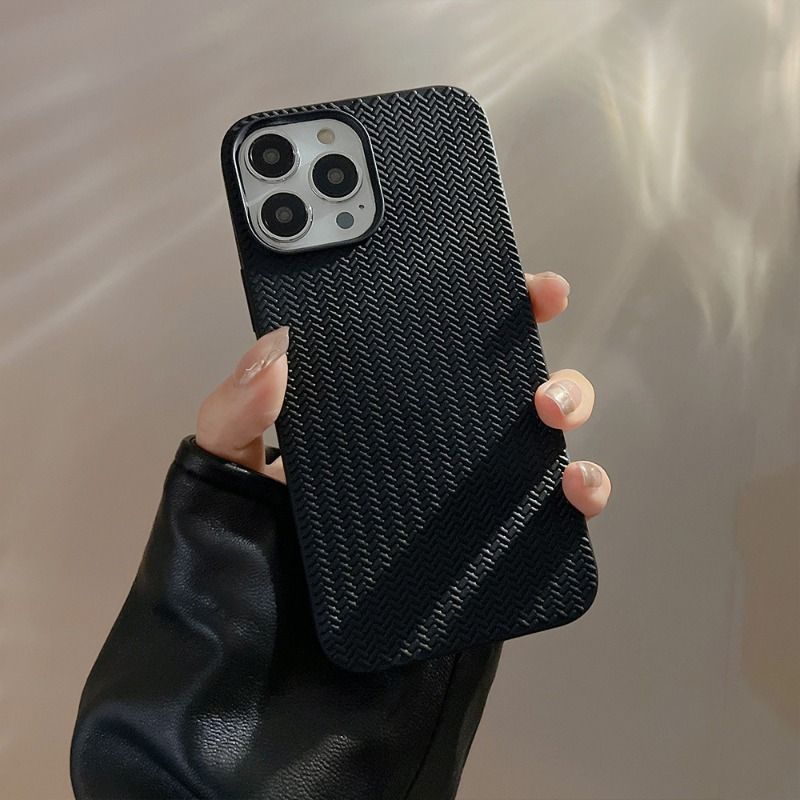 Solid Color Woven Texture Case For iPhone 16 15 14 Cases Mobile Accessories Solid Color Phone Case