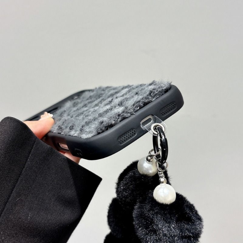 Fluffy Phone Strap Case For iPhone 17 16 15 14 Cases Mobile Accessories Phone Case