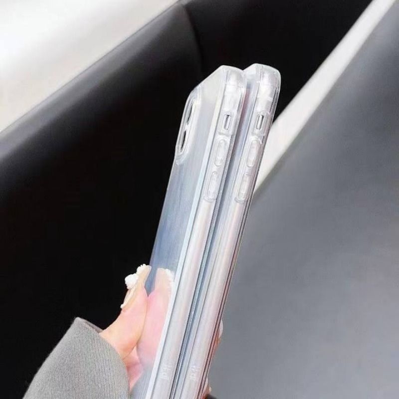 Gradient Feather Yarn Laser Anti-fall Case For iPhone 16 15 14 Cases Mobile Accessories Transparent Phone Case